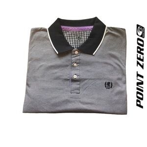 Point Zero Couture Striped‎ Short-sleeve Polo w/Enhancements - NWOT Size L
